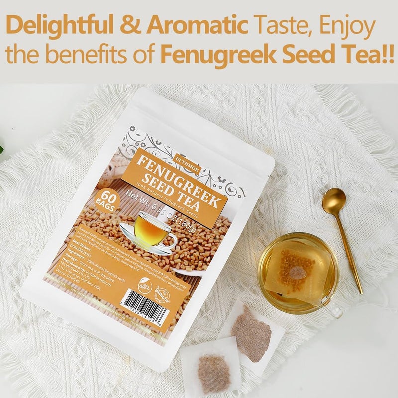 ULTHMOK Premium Fenugreek Seed Tea - 60 Natural Tea Bags, Caffeine Free - Image 2